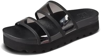 REEF Women's Vista Hi Energy Slide Sandal Black Transparent