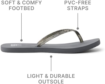 REEF Womens Bliss Nights Flip Flop Grey Snake
