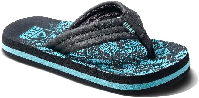 REEF Boys Kids Ahi Beach Flip Flop, Soft Cushion Footbed, Water Friendly Aquifer Palm