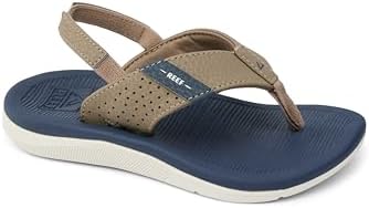 Reef ToddlerLittle Boys' Santa Ana Flip Flop, Super Soft and Supportive Footbed, Water Friendly, Backstrap, NavyKhaki, 9