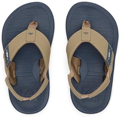 Reef ToddlerLittle Boys' Santa Ana Flip Flop, Super Soft and Supportive Footbed, Water Friendly, Backstrap, NavyKhaki, 9