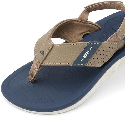 Reef ToddlerLittle Boys' Santa Ana Flip Flop, Super Soft and Supportive Footbed, Water Friendly, Backstrap, NavyKhaki, 9