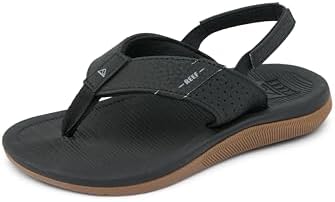 Reef ToddlerLittle Boys' Santa Ana Flip Flop, Super Soft and Supportive Footbed, Water Friendly, Backstrap, Black, 9