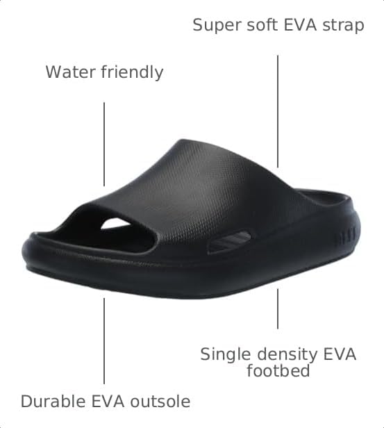 Reef Kids' Rio Slide Sandal, Super Soft Molded EVA Footbed, Lightweight, Water Friendly, Black, 1