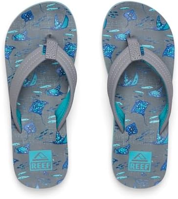REEF Boys Kids Ahi Beach Flip Flop, Soft Cushion Footbed, Water Friendly GreyStingray