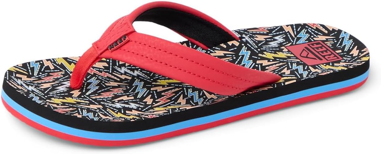 REEF Boys Kids Ahi Beach Flip Flop, Soft Cushion Footbed, Water Friendly Multi Bolts