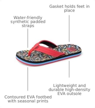 REEF Boys Kids Ahi Beach Flip Flop, Soft Cushion Footbed, Water Friendly Multi Bolts