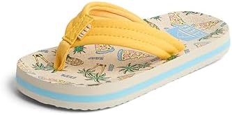 REEF Boys Kids Ahi Beach Flip Flop, Soft Cushion Footbed, Water Friendly Hawaiian Pizza