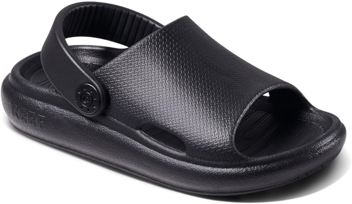 Reef ToddlerLittle Kid Rio Slide Sandal, Super Soft Molded EVA Footbed, Lightweight, Water Friendly, Backstrap, Black, 9
