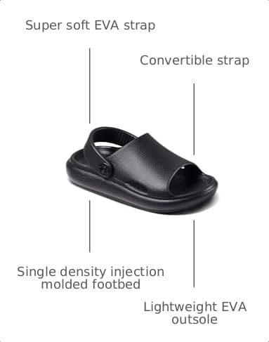 Reef ToddlerLittle Kid Rio Slide Sandal, Super Soft Molded EVA Footbed, Lightweight, Water Friendly, Backstrap, Black, 9