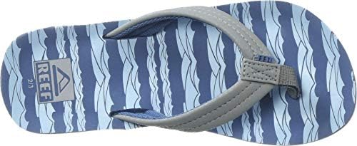 REEF Boys Kids Ahi Beach Flip Flop, Soft Cushion Footbed, Water Friendly Blue Grey Ocean