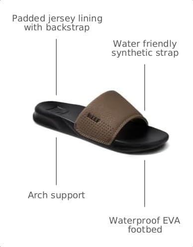 Reef Boys Kids One Slide Sandal Black-tan