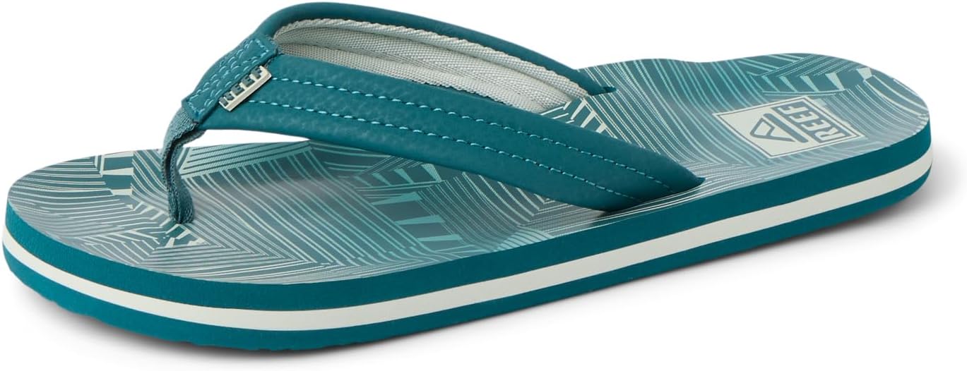 REEF Boys Kids Ahi Beach Flip Flop, Soft Cushion Footbed, Water Friendly Sage Stripe