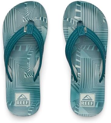REEF Boys Kids Ahi Beach Flip Flop, Soft Cushion Footbed, Water Friendly Sage Stripe