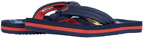 REEF Boys Kids Ahi Beach Flip Flop, Soft Cushion Footbed, Water Friendly Navy Palms Stripe