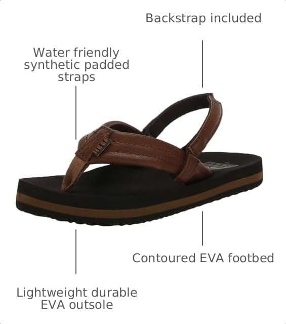 REEF Boys ToddlerLittle Kid Ahi Beach Flip Flop, Soft Cushion Footbed, Water Friendly Brown