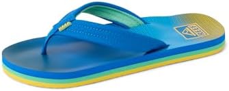 REEF Boys Kids Ahi Beach Flip Flop, Soft Cushion Footbed, Water Friendly BlueFade Stripe