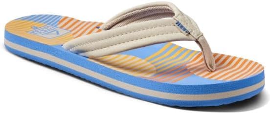 REEF Boys Kids Ahi Beach Flip Flop, Soft Cushion Footbed, Water Friendly Vintage Circle Stripe