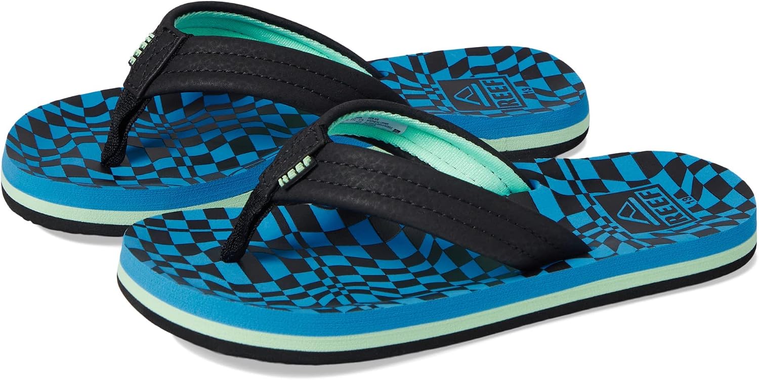 REEF Boys Kids Ahi Beach Flip Flop, Soft Cushion Footbed, Water Friendly Swell Checkers