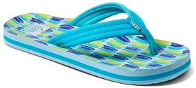 REEF Boys Kids Ahi Beach Flip Flop, Soft Cushion Footbed, Water Friendly Blue Fish