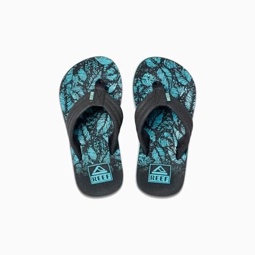 REEF Boys Kids Ahi Beach Flip Flop, Soft Cushion Footbed, Water Friendly Aquifer Palm