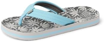 REEF Boys Kids Ahi Beach Flip Flop, Soft Cushion Footbed, Water Friendly Light Blue Palm