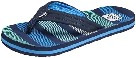 REEF Boys Kids Ahi Beach Flip Flop, Soft Cushion Footbed, Water Friendly Deep Sea Stripes