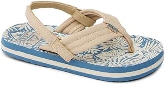 Reef ToddlerLittle Kid Ahi Beach Flip Flop, Soft Cushion Footbed, Water Friendly, Backstrap, BlueTan Palm, 9