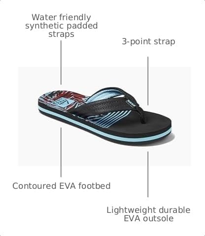 REEF Boys Kids Ahi Beach Flip Flop, Soft Cushion Footbed, Water Friendly Tropical Dream