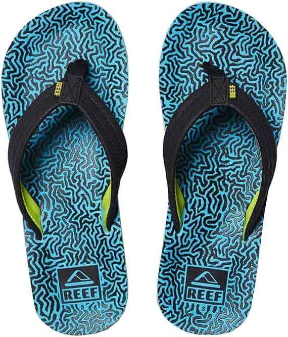 REEF Boys Kids Ahi Beach Flip Flop, Soft Cushion Footbed, Water Friendly Blue Coral