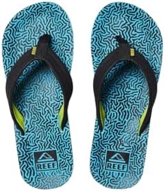 REEF Boys Kids Ahi Beach Flip Flop, Soft Cushion Footbed, Water Friendly Blue Coral
