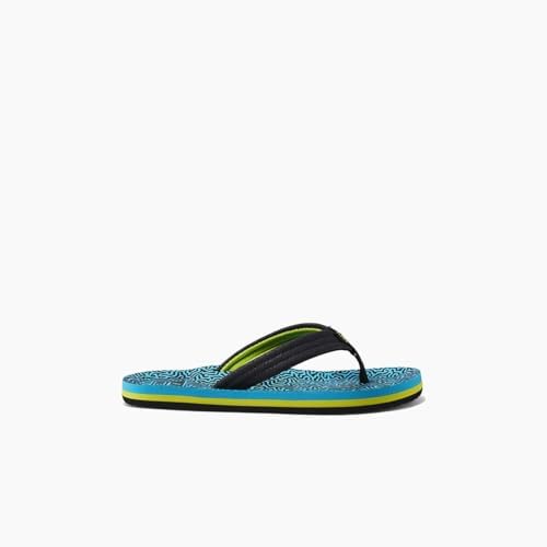 REEF Boys Kids Ahi Beach Flip Flop, Soft Cushion Footbed, Water Friendly Blue Coral