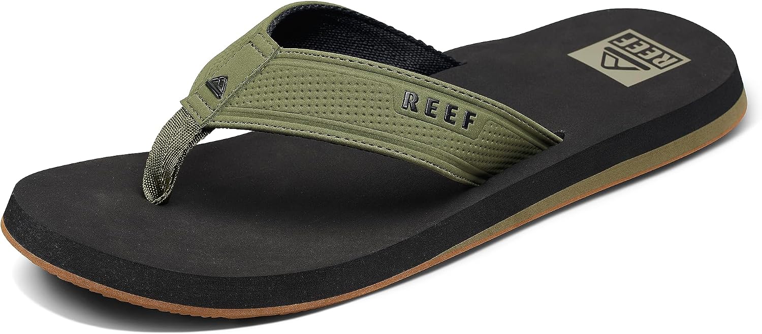 REEF Layback Men's Flip Flop Sandal, Arch Support, Water Friendly BlackOlive