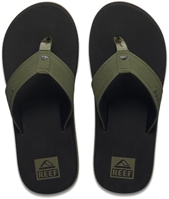REEF Layback Men's Flip Flop Sandal, Arch Support, Water Friendly BlackOlive