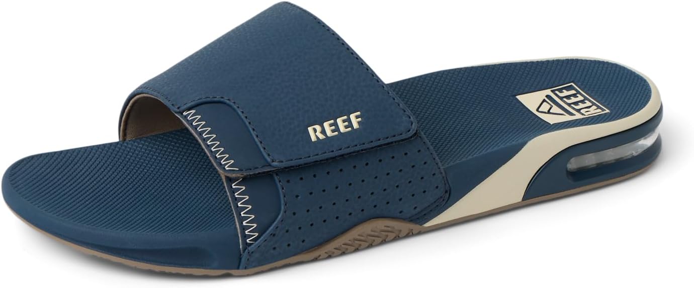 REEF Mens Fanning Slide | Bottle Opener Sandal Navy
