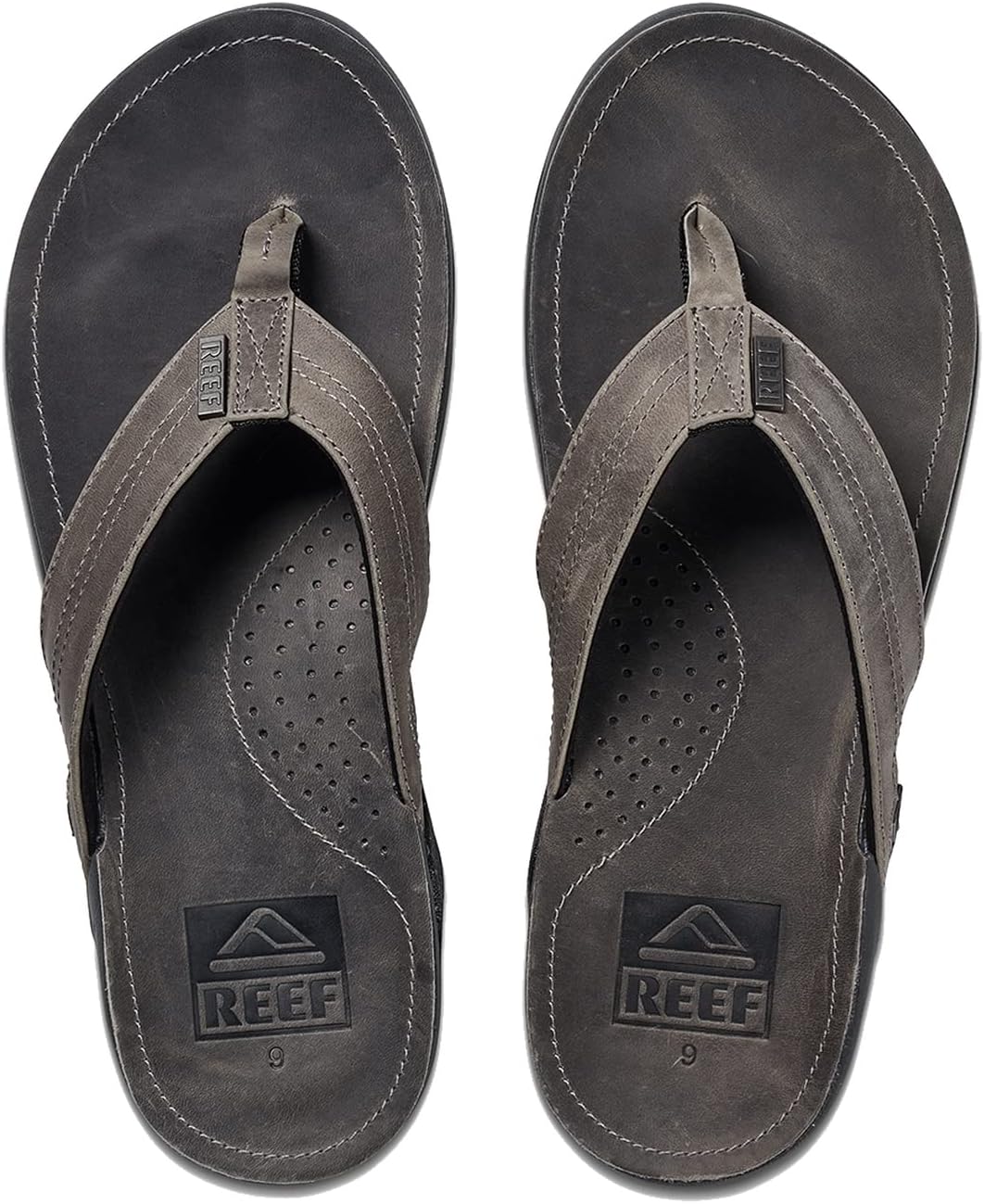 REEF Men's J-Bay III Leather Flip Flops Cement