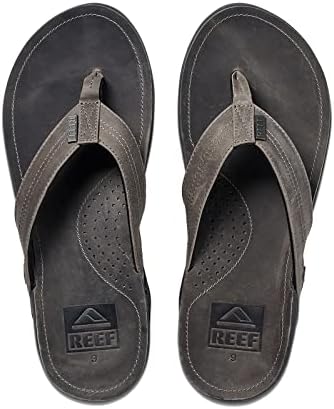 REEF Men's J-Bay III Leather Flip Flops Cement