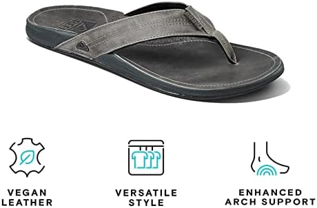 REEF Men's J-Bay III Leather Flip Flops Cement