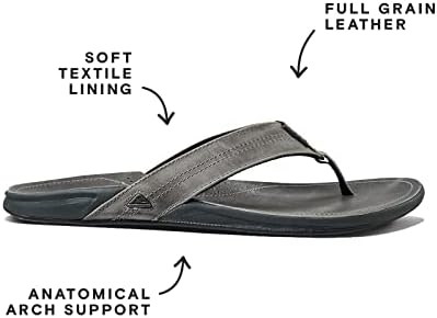REEF Men's J-Bay III Leather Flip Flops Cement