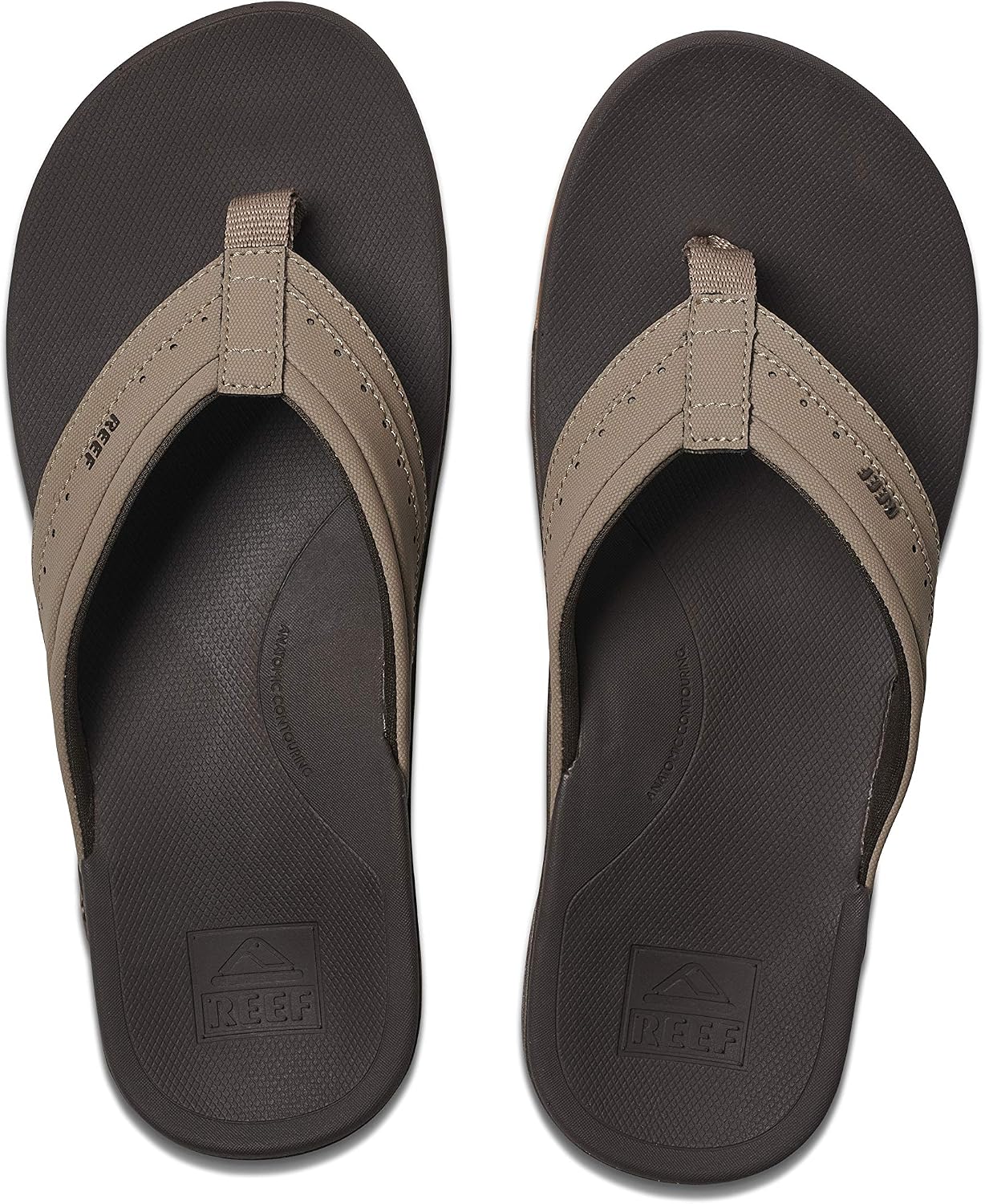 REEF Men's Sandals Ortho-Spring, Arch Support Flip Flops For Men Brown