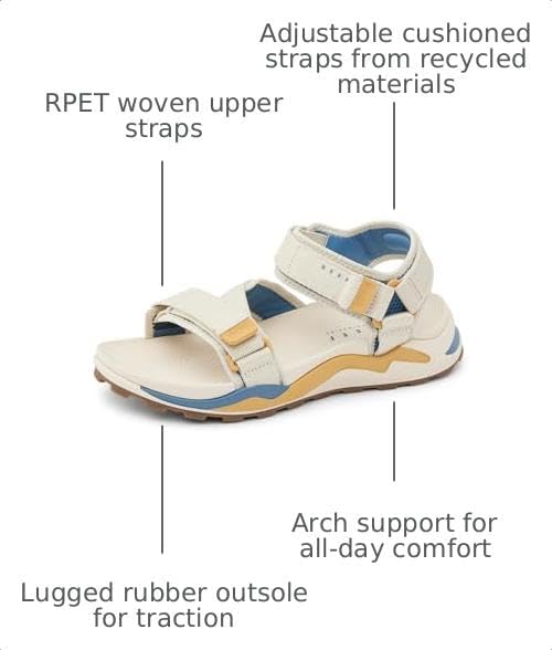 REEF Cross Shore Men's Casual Sport Sandal, Adjustable Straps, Supportive Footbed, No Slip Traction Tan-wheat-blue