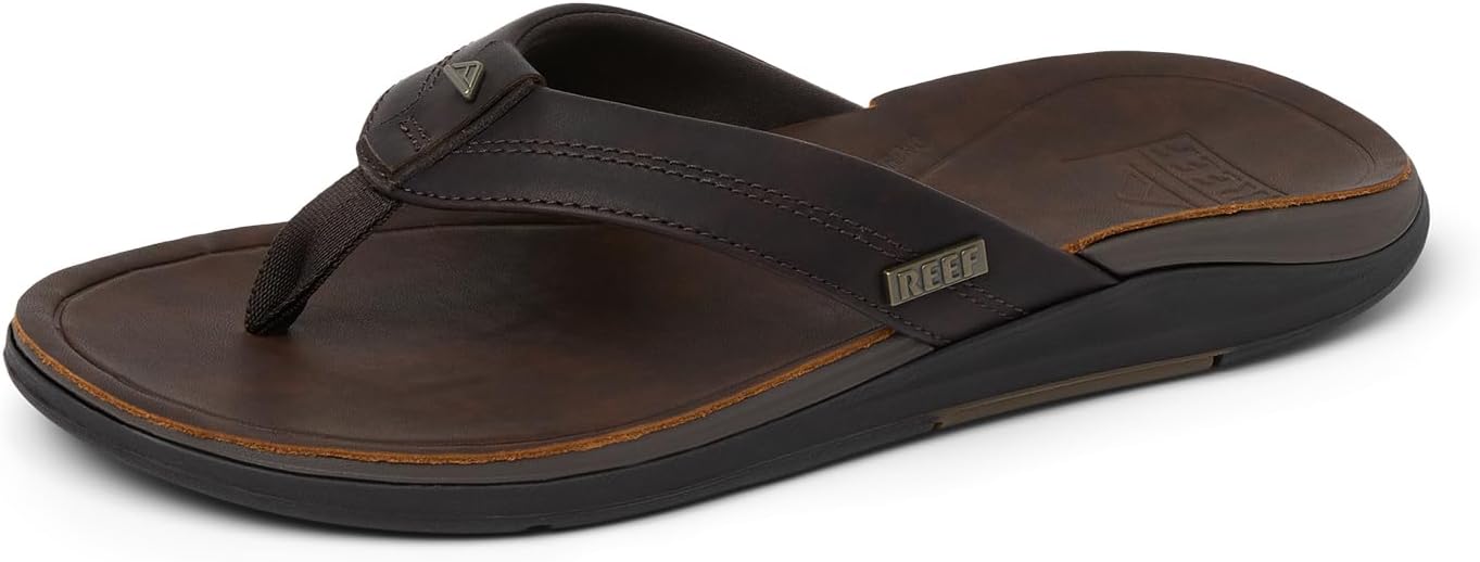 REEF Men's Sandals, Leather Offshore Dark Brown