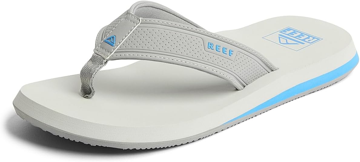 REEF Layback Men's Flip Flop Sandal, Arch Support, Water Friendly GreyBlue