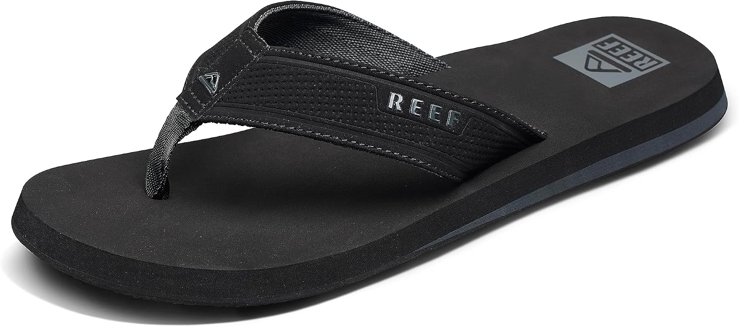 REEF Layback Men's Flip Flop Sandal, Arch Support, Water Friendly Black