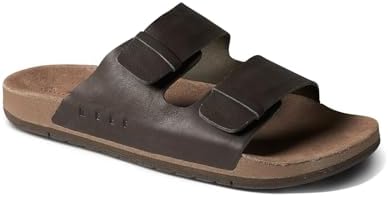 REEF Men's Ojai Two Bar Slide Sandal Brown Leather