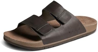 REEF Men's Ojai Two Bar Slide Sandal Brown Leather