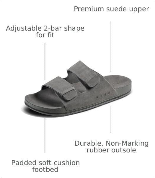 REEF Men's Ojai Two Bar Slide Sandal Grey