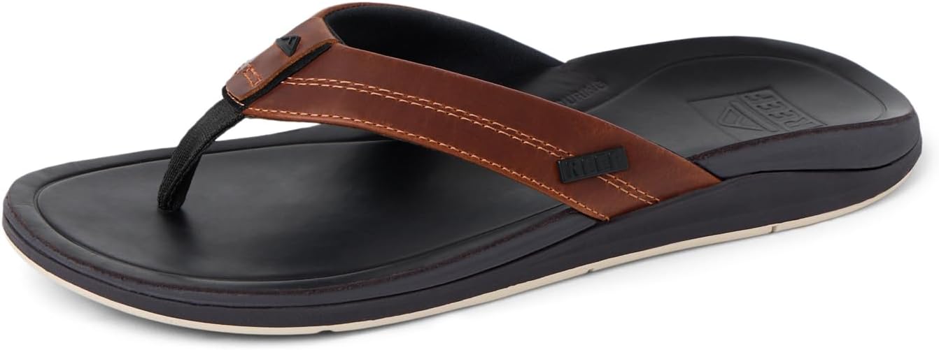 REEF Men's Sandals, Leather Offshore Copper-dark Brown