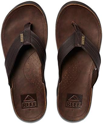 REEF Men's J-Bay III Leather Flip Flops Dark Brown-dark Brown
