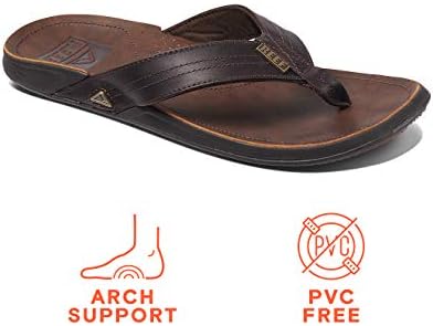 REEF Men's J-Bay III Leather Flip Flops Dark Brown-dark Brown